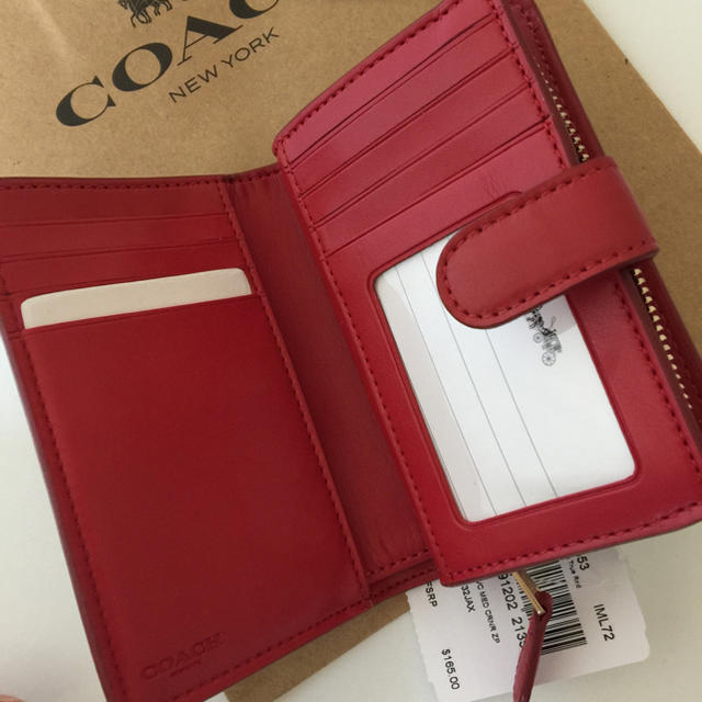 COACH(コーチ)のCOACH コーチ 折り財布 赤 レッド シグネチャーブラウン レディースのファッション小物(財布)の商品写真