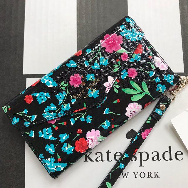 kate spade new york(ケイトスペードニューヨーク)の【 iphone7/8】 kate spade 手帳型 ケース 花柄 ブラック スマホ/家電/カメラのスマホアクセサリー(iPhoneケース)の商品写真