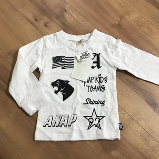アナップキッズ(ANAP Kids)のANAP ロンT ホワイト 白 長袖 ロゴ(Tシャツ/カットソー)