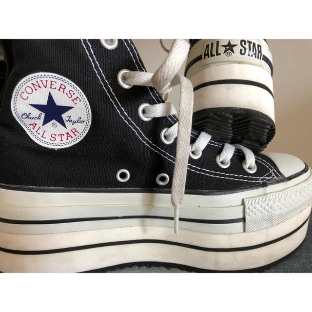 CONVERSE(コンバース)のCONVERSE HI☆厚底リメイク 24㎝ 黒 レディースの靴/シューズ(スニーカー)の商品写真
