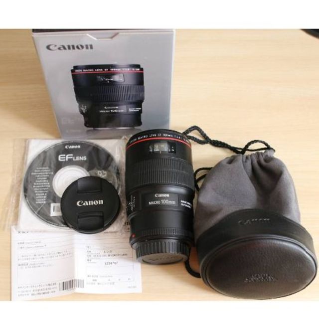 Canon(キヤノン)の【新品級】Canon EF100mm f2.8L マクロ IS USM おまけ スマホ/家電/カメラのカメラ(レンズ(単焦点))の商品写真