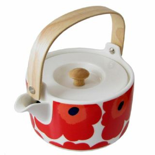 マリメッコ(marimekko)の【新品】MARIMEKKO ティーポット(WHITE×RED)(食器)