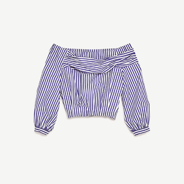 ZARA(ザラ)のオフショルダー マリン トップス レディースのトップス(カットソー(長袖/七分))の商品写真