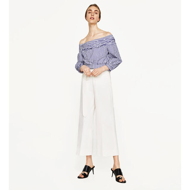 ZARA(ザラ)のオフショルダー マリン トップス レディースのトップス(カットソー(長袖/七分))の商品写真