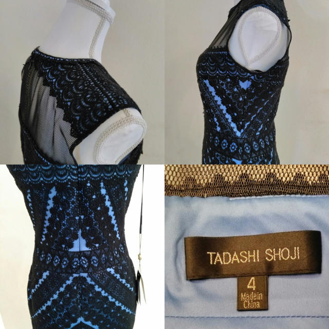 TADASHI SHOJI(タダシショウジ)の新品 タダシショージ Tadashi shoji ブラック ブルー ワンピース レディースのワンピース(ひざ丈ワンピース)の商品写真