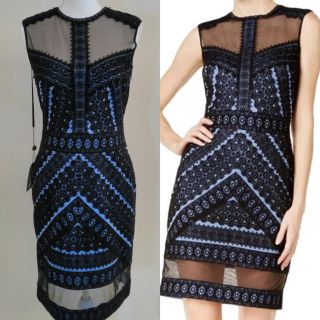 タダシショウジ(TADASHI SHOJI)の新品 タダシショージ Tadashi shoji ブラック ブルー ワンピース(ひざ丈ワンピース)