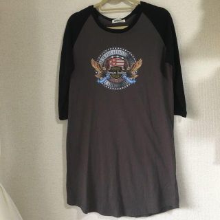 ロックT 　ワンピース　ロック　Tシャツワンピ　七分(ひざ丈ワンピース)