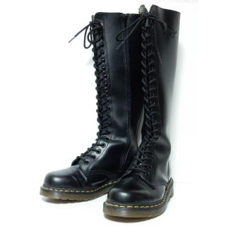 ドクターマーチン(Dr.Martens)の美品＆インサイドジップ！ドクターマーチンUK4ニーハイ20ホールブーツ黒アギネス(ブーツ)