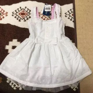 タグ付き！新品未使用☆姉妹お揃い(^^)白ワンピース リボンワンピース(ワンピース)