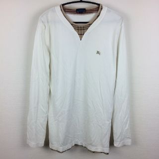 バーバリーブルーレーベル(BURBERRY BLUE LABEL)の美品 BURBERRY BLUE LABEL 長袖カットソー ホワイト サイズM(Tシャツ/カットソー(七分/長袖))