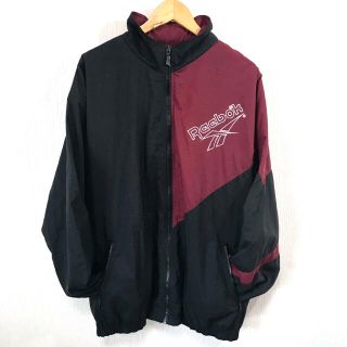 リーボック(Reebok)の状態良♪ アシンメトリー 人気柄 ☆ 90s リーボック ナイロンジャケット L(ナイロンジャケット)