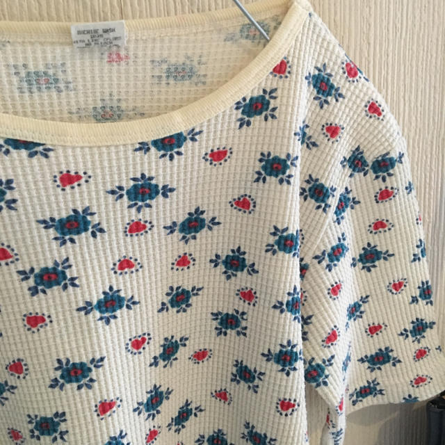 usa vintage flower thermal 花柄サーマルカットソー