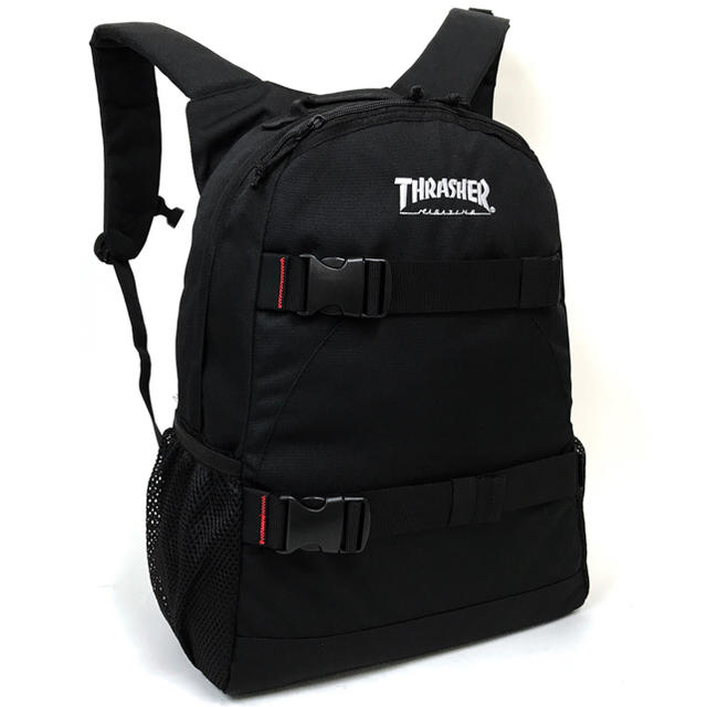 THRASHER(スラッシャー)の【THRASHER】《18％OFF》ボードストラップ付きリュック［BLACK］ メンズのバッグ(バッグパック/リュック)の商品写真