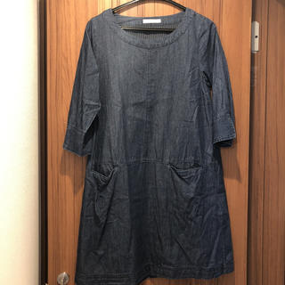 ショコラフィネローブ(chocol raffine robe)のデニムワンピース 七分袖(ひざ丈ワンピース)