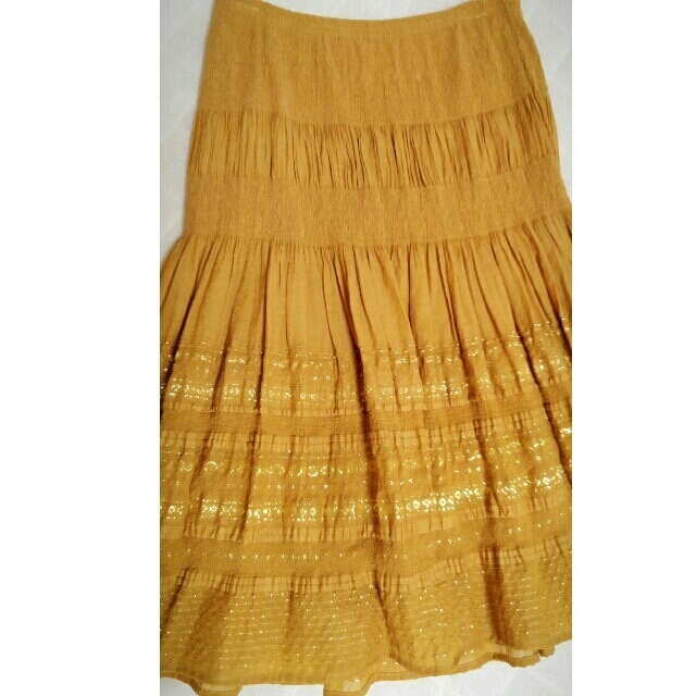 LOUNIE(ルーニィ)のlounieリゾートスカート美品！マスタード、ブラウン レディースのスカート(ひざ丈スカート)の商品写真