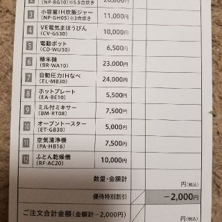 ゾウジルシ(象印)の象印　株主優待券　2000円引きハガキ(レストラン/食事券)