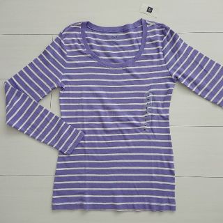 ギャップ(GAP)のGAP 長袖 カットソー Tシャツ ラベンダー ボーダー(Tシャツ(長袖/七分))