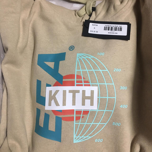 S kith Columbia EEA box logo hoodie sand