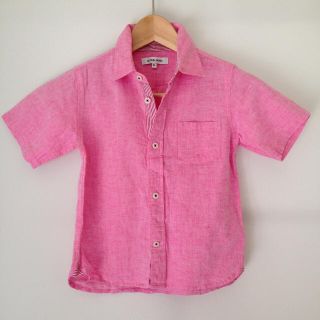 グローバルワーク(GLOBAL WORK)のグローバルワーク麻綿混合シャツ☆  ピンク XL(Tシャツ/カットソー)