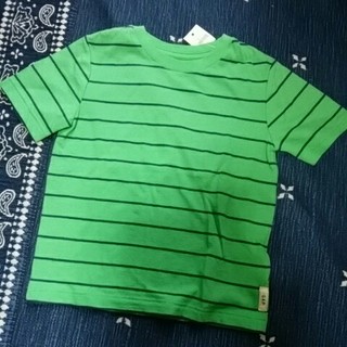 ベビーギャップ(babyGAP)の新品未使用タグ付　GAPベビー半袖Tシャツ95　グリーンXネイビーボーダー綿(Tシャツ/カットソー)