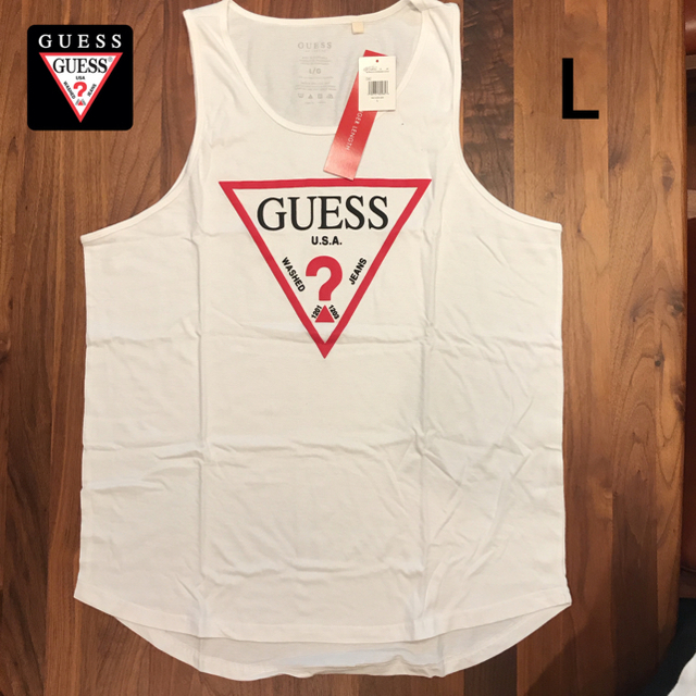 GUESS(ゲス)のGUESS ホワイト　タンクトップ　Lメンズ　新品 メンズのトップス(タンクトップ)の商品写真