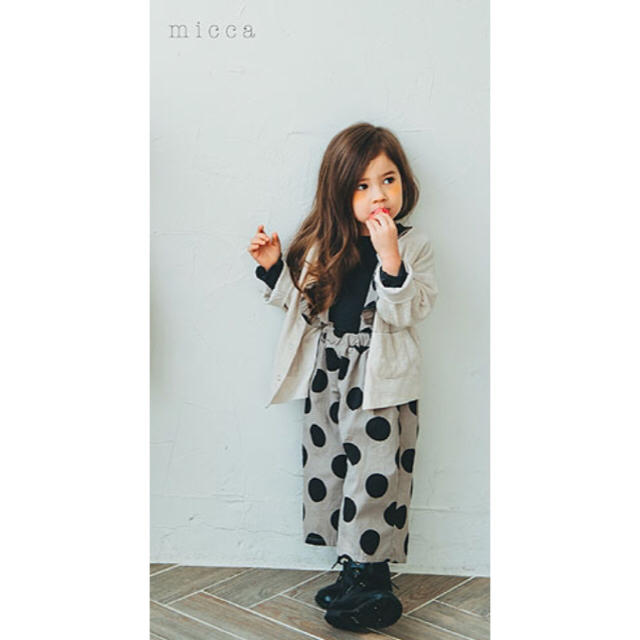 MICCA*ドットサロペット*水玉*グレー*M キッズ/ベビー/マタニティのキッズ服女の子用(90cm~)(ワンピース)の商品写真