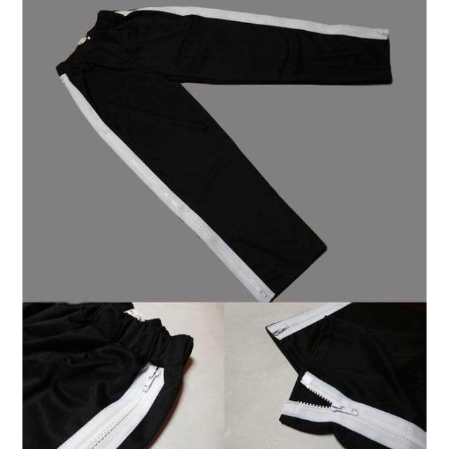 L スリット サイドライン ジャージパンツ オールジップアップ黒白AD95N レディースのパンツ(カジュアルパンツ)の商品写真