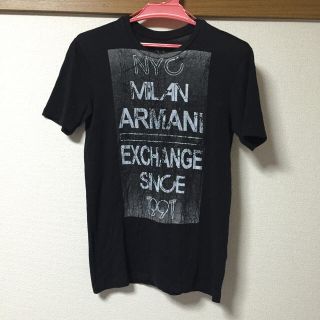 アルマーニエクスチェンジ(ARMANI EXCHANGE)のARMANI EXCHANGE 半袖ラメプリントTシャツ 黒 アルマーニ(Tシャツ/カットソー(半袖/袖なし))