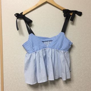 ザラ(ZARA)のストライプトップス(ZARA類似品)Lサイズ(シャツ/ブラウス(半袖/袖なし))