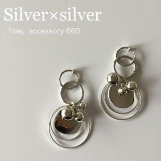 660-1 シルバー×シルバー  ピアス/イヤリング/チタンピアス(イヤリング)