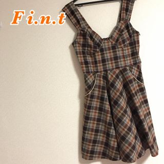 フィント(F i.n.t)のチェックワンピース♡F i.n.t♡オレンジ(ひざ丈ワンピース)