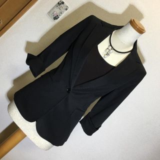 エムプルミエ(M-premier)のエムプルミエ ストレッチ シングルジャケット ブラック 美品 36(テーラードジャケット)