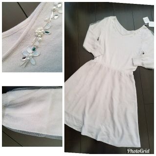 プロポーションボディドレッシング(PROPORTION BODY DRESSING)の16日迄杏様専用★新品　プロポーションボディドレッシング　七分袖　ビジュー　(ひざ丈ワンピース)