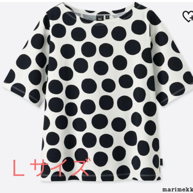 marimekko(マリメッコ)のマリメッコ ユニクロ 限定 コラボ 黒ドット Ｌサイズ レディースのトップス(Tシャツ(半袖/袖なし))の商品写真