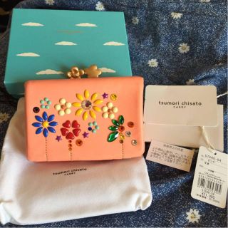 ツモリチサト(TSUMORI CHISATO)のツモリチサト 訳あり 二つ折り財布 がま口 サーモンピンク  中古 箱あり (財布)