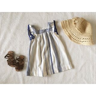 ザラキッズ(ZARA KIDS)の美品☆ZARA☆マルチストライプフリルワンピース 18〜24m 92㎝ 9095(ワンピース)