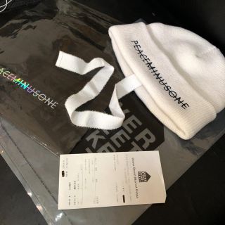 正規品☆ PEACEMINUSONE KNIT 白ニット帽子