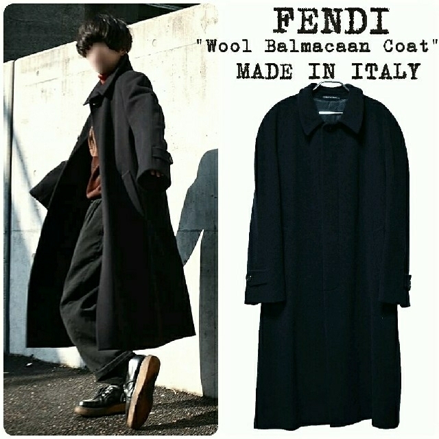 FENDI(フェンディ)の★定価約￥35万★美品★FENDI★ウールロングコート★ネイビー★52★正規品★ メンズのジャケット/アウター(ステンカラーコート)の商品写真