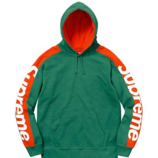 シュプリーム(Supreme)のsupreme Sideline Hooded Sweatshirt 袖ロゴ 緑(パーカー)