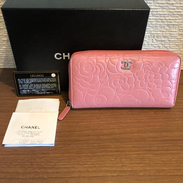 CHANEL - 【正規品】 シャネル カメリア 長財布 ラウンドファスナー ...