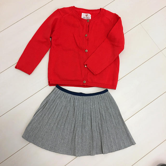 ZARA KIDS(ザラキッズ)のZARA カーディガン プリーツスカート セット キッズ/ベビー/マタニティのキッズ服女の子用(90cm~)(カーディガン)の商品写真