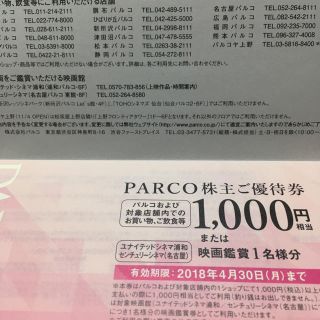 ダイマル(大丸)のパルコ お買い物券 1000円分(ショッピング)