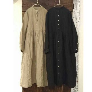 ネストローブ(nest Robe)の【美品】期間限定出品　ネストローブ　グランジウォッシュバンドカラーワンピース(ロングワンピース/マキシワンピース)