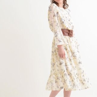 マジェスティックレゴン(MAJESTIC LEGON)の【中古美品/MAJESTIC LEGON】フロッキー花柄ワンピース(ロングワンピース/マキシワンピース)