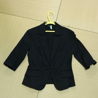 オゾック(OZOC)のOZOC 七分袖 ブラック ジャケット(テーラードジャケット)