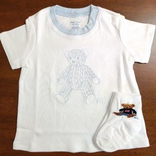 ラルフローレン(Ralph Lauren)のラルフローレン 半袖 ベア Tシャツ ブルー 水色 白 24M 90cm(Tシャツ/カットソー)