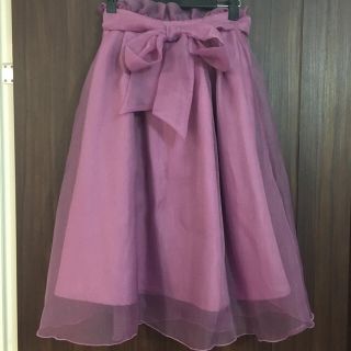 ワンアフターアナザーナイスクラップ(one after another NICE CLAUP)のNICE CLAUP リボンベルト付きオーガンジースカート ナイスクラップ 春服(ひざ丈スカート)