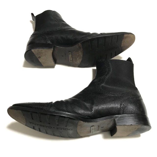 DOLCE&GABBANA(ドルチェアンドガッバーナ)の美品 ドルチェ&ガッバーナ  リザードレザーサイドゴアブーツUK9 メンズの靴/シューズ(ブーツ)の商品写真