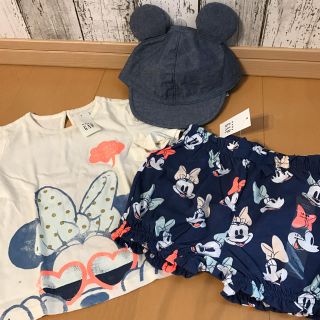 ベビーギャップ(babyGAP)のbabyGAP 新品3点セット ミッキーマウス 帽子 Tシャツ ショートパンツ(Tシャツ/カットソー)