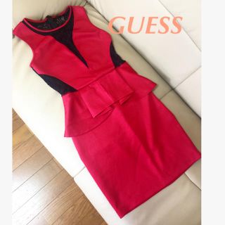 ゲス(GUESS)のレッドGUESS❤︎ゲスパーティーワンピミニワンピタイトワンピボディコン(ミニドレス)